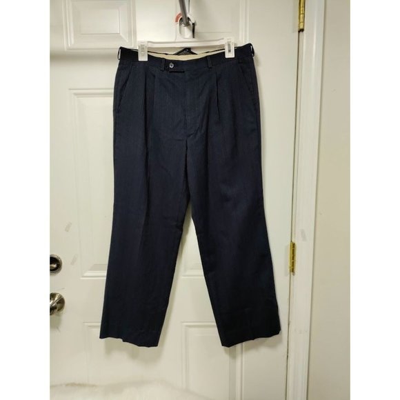 Vintage Yves Saint Laurent Mens Navy Two Piece Suit Striped Blazer Coat 42 - Picture 16 of 16